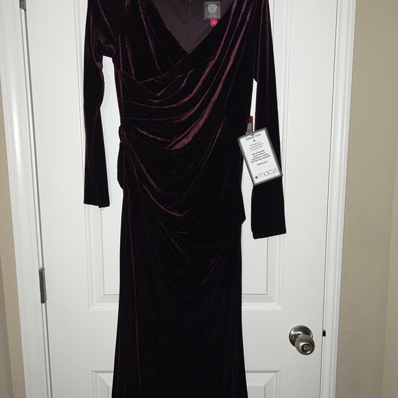 Vince Camuto long sleeve draped velvet dress - Picture 8 of 12
